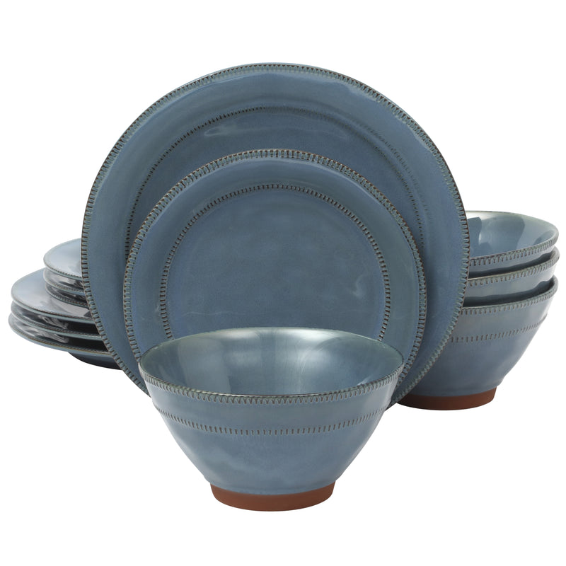 Gibson Elite Terranea 12 pc Reactive Glaze Stoneware Dinnerware Set - Remailer