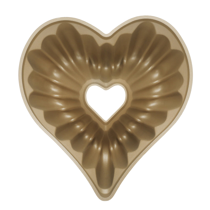 Martha Stewart Festive Holiday 10.25" x 10.75" x 3.9" Cast Aluminum Cake Mold - Heart Shaped - Non-Stick - Color Sleeve