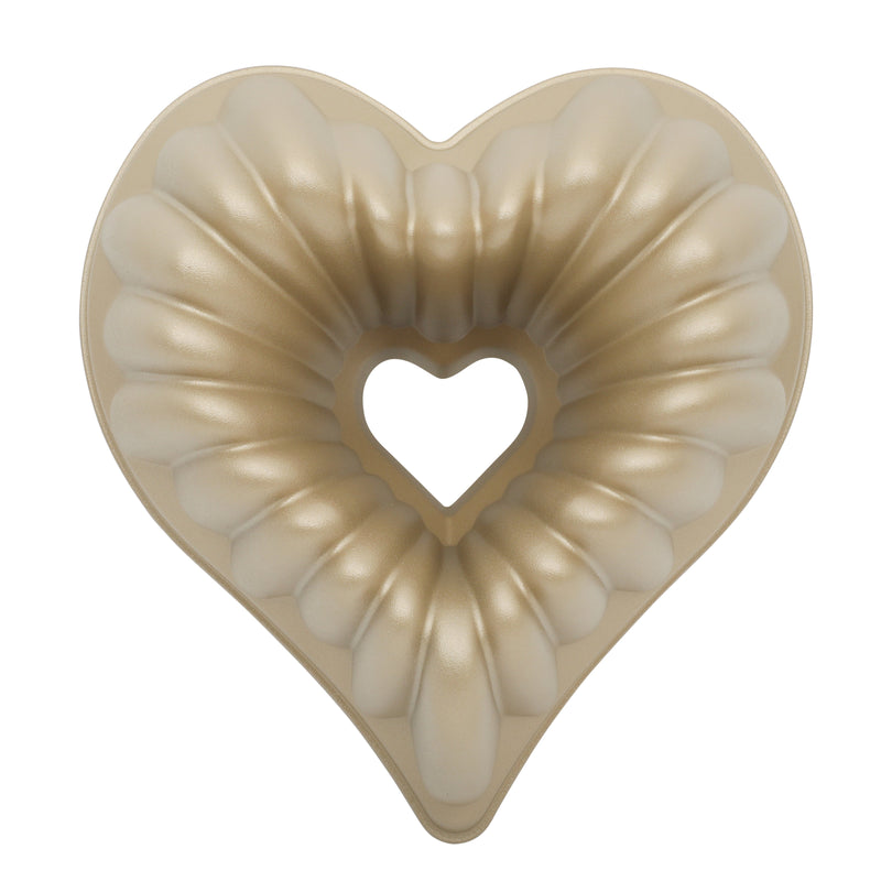 Martha Stewart Festive Holiday 10.25" x 10.75" x 3.9" Cast Aluminum Cake Mold - Heart Shaped - Non-Stick - Color Sleeve