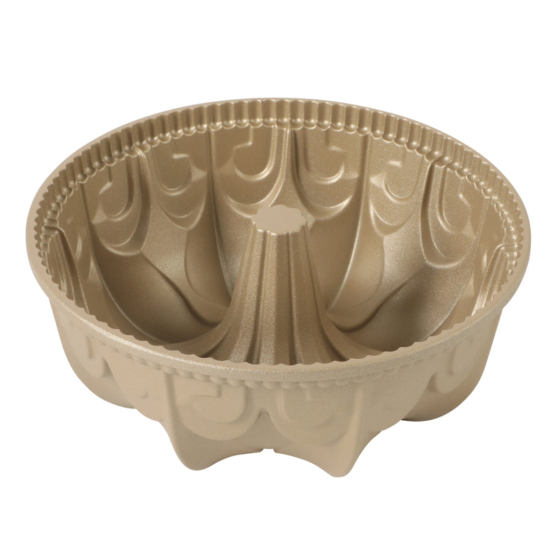 Martha Stewart Festive Holiday 2.5 qt Cast Aluminum Cake Mold - Gold - Lily Flower - Classic Pan - Non-Stick - Color Sleeve