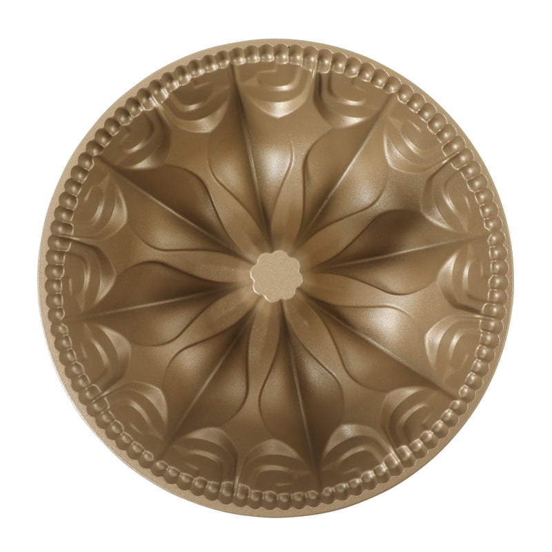 Martha Stewart Festive Holiday 2.5 qt Cast Aluminum Cake Mold - Gold - Lily Flower - Classic Pan - Non-Stick - Color Sleeve