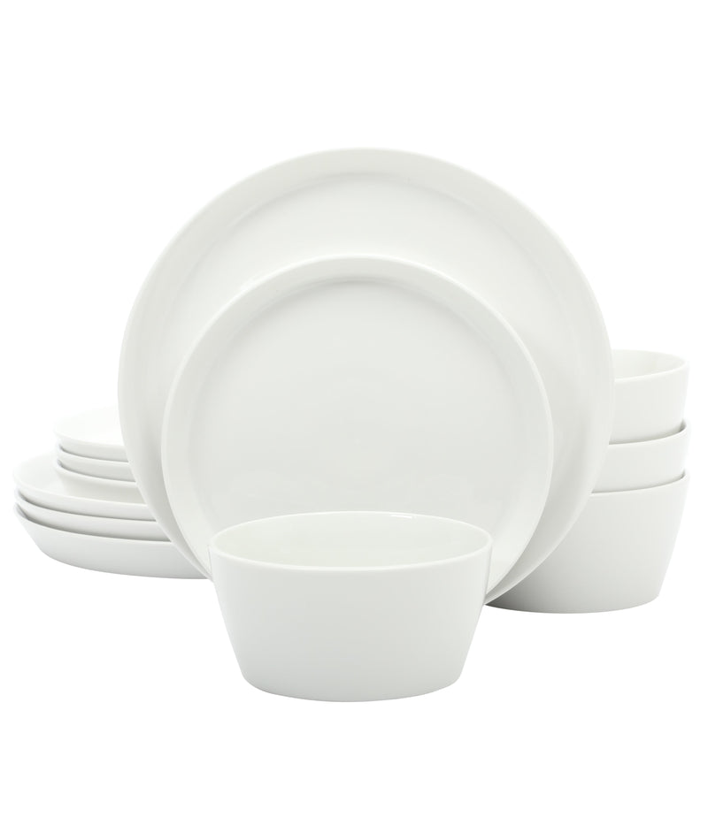 Martha Stewart Selma 12pc Dinnerware Set - White - Fine Ceramic - Gift Box