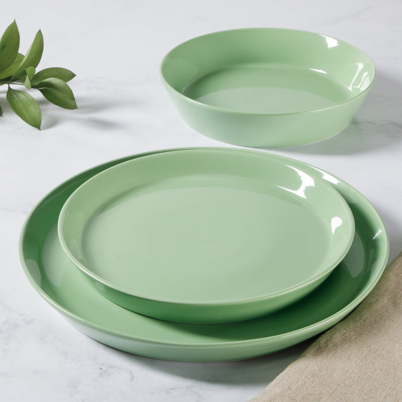 Martha Stewart Everyday Faretta 12pc Dinnerware Set - Round - Solid Color: Sage - Fine Ceramic - GBX w/ RM