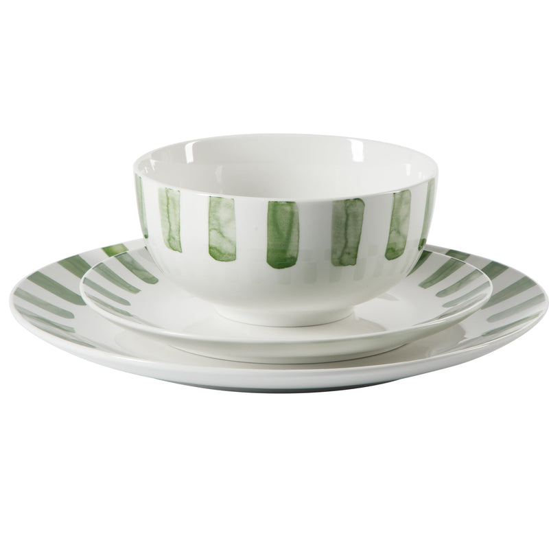 Gibson Home Pacific Waves 12pc Dinnerware Set - Decorated - Fine Ceramic - Gift Box