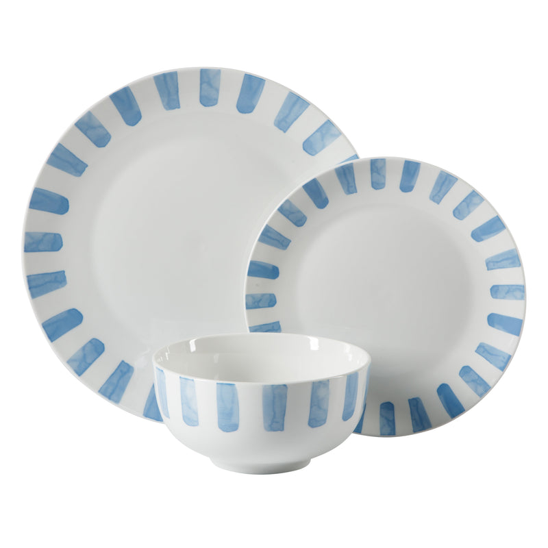 Gibson Home Pacific Waves 12pc Dinnerware Set - Decorated - Fine Ceramic - Gift Box