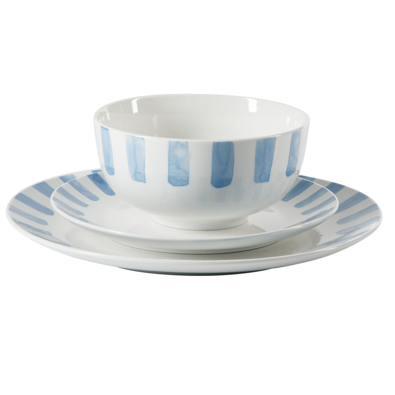 Gibson Home Pacific Waves 12pc Dinnerware Set - Decorated - Fine Ceramic - Gift Box