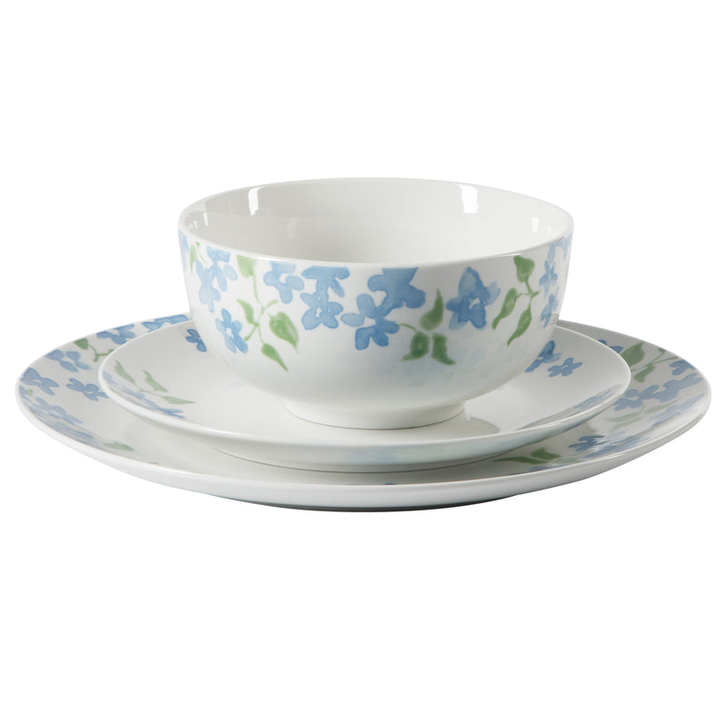 Gibson Home Garden Aisle 12pc Dinnerware Set - Blue - Decorated - Fine Ceramic - Gift Box