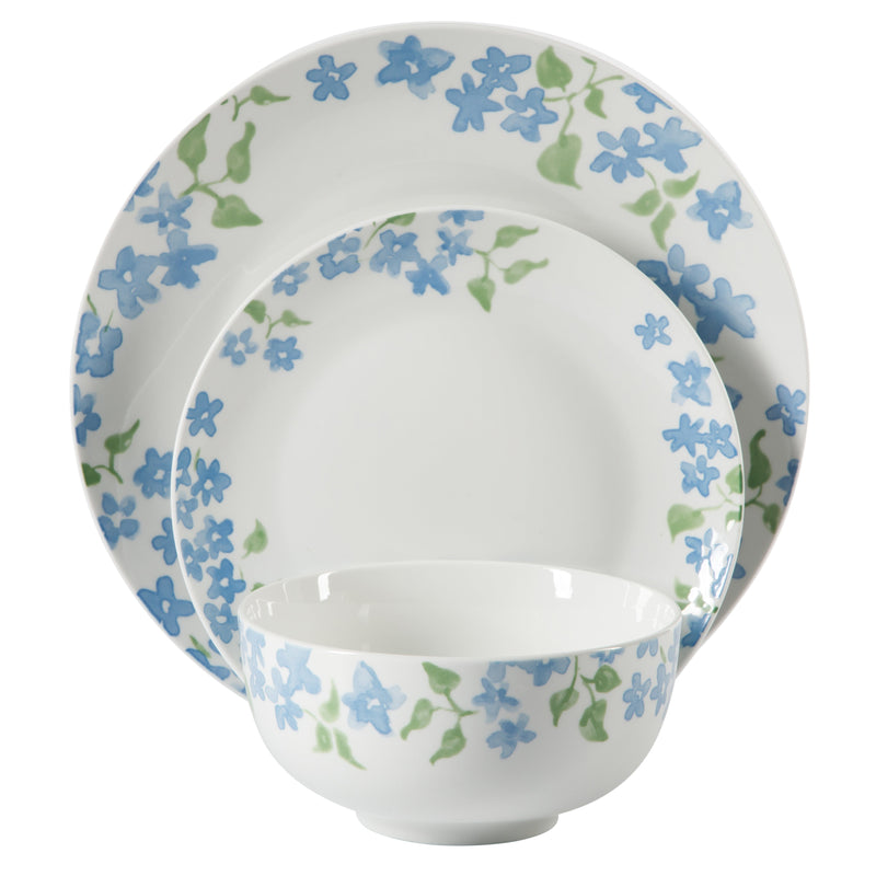 Gibson Home Garden Aisle 12pc Dinnerware Set - Blue - Decorated - Fine Ceramic - Gift Box