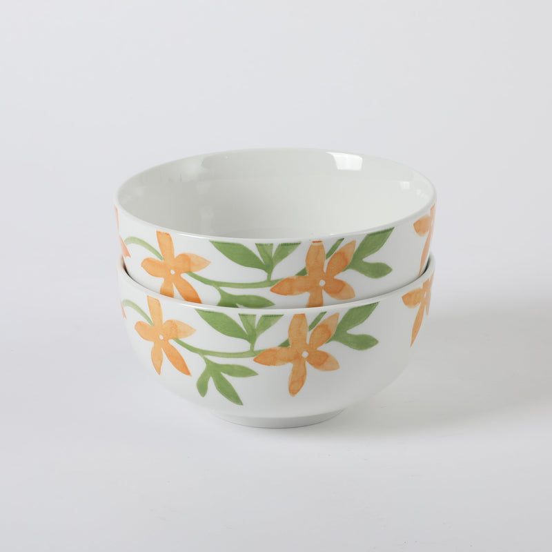 Gibson Home Surrey Hill 2pc 6" Cereal Bowl Set - Yellow / Green - Decorated - Fine Ceramic - Color Sleeve