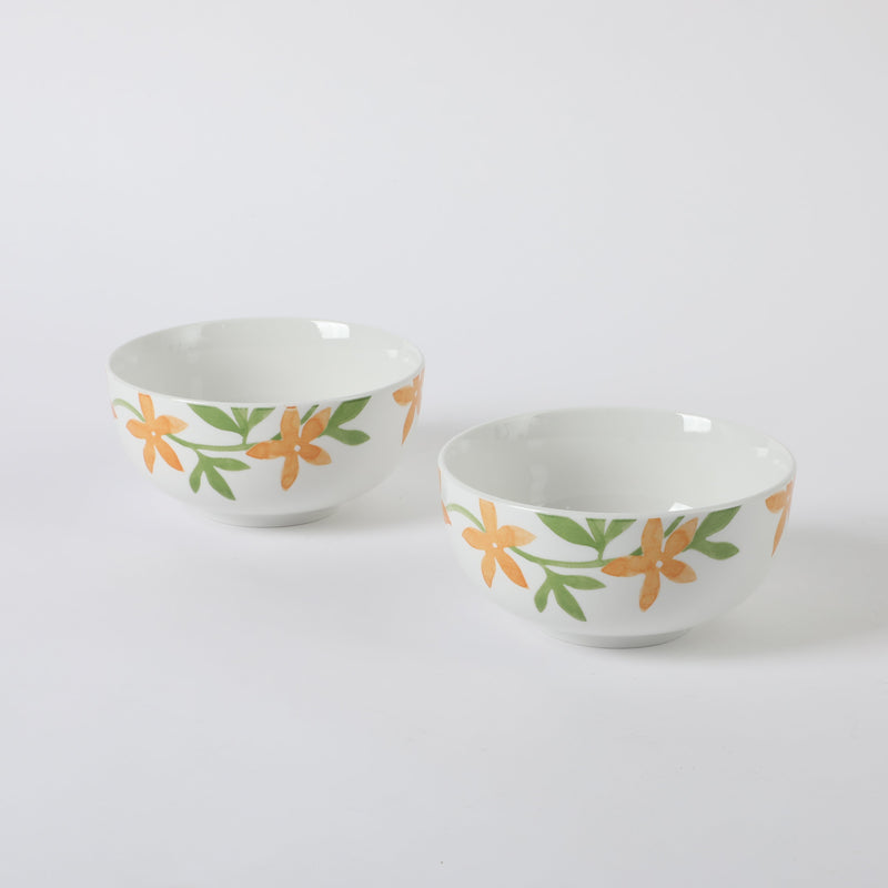 Gibson Home Surrey Hill 2pc 6" Cereal Bowl Set - Yellow / Green - Decorated - Fine Ceramic - Color Sleeve