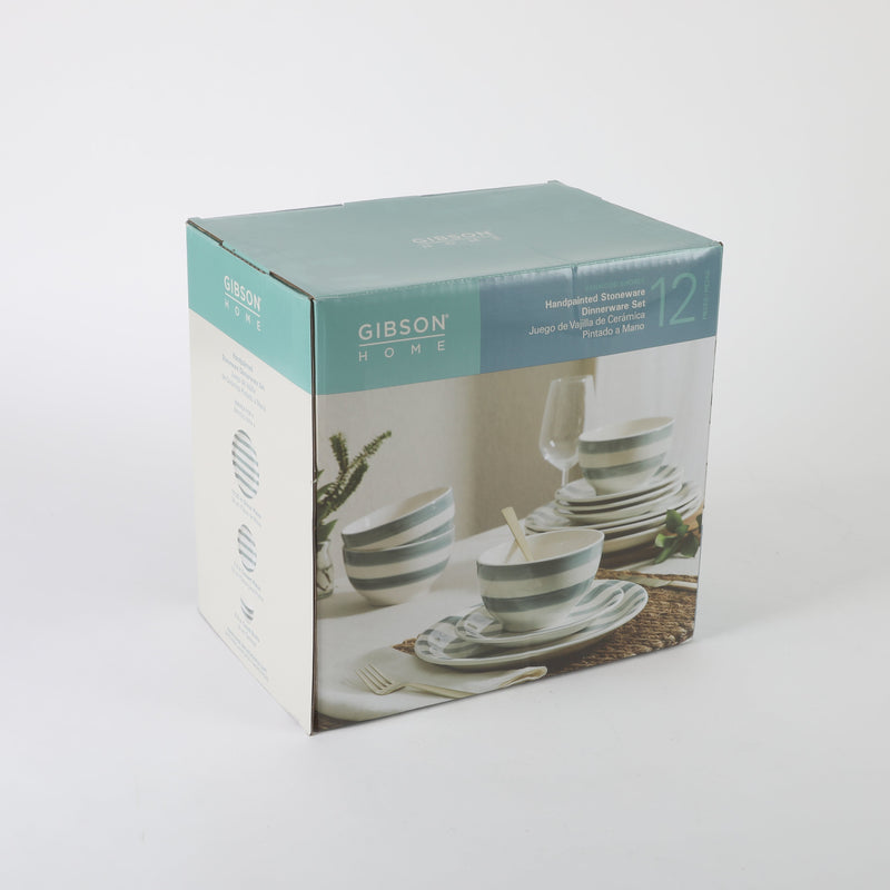 Gibson Home Kenwood Shores 12pc Dinnerware Set - Handpainted - Stoneware - Gift Box
