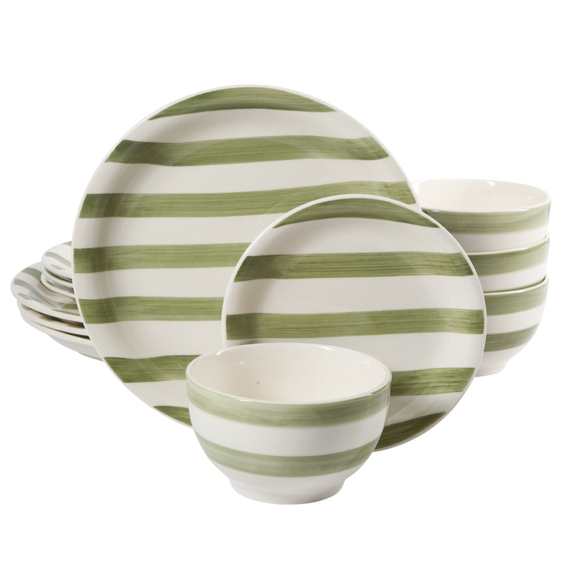Gibson Home Kenwood Shores 12pc Dinnerware Set - Handpainted - Stoneware - Gift Box