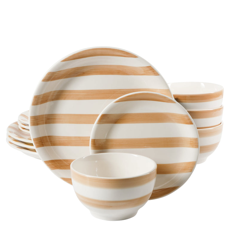 Gibson Home Kenwood Shores 12pc Dinnerware Set - Handpainted - Stoneware - Gift Box