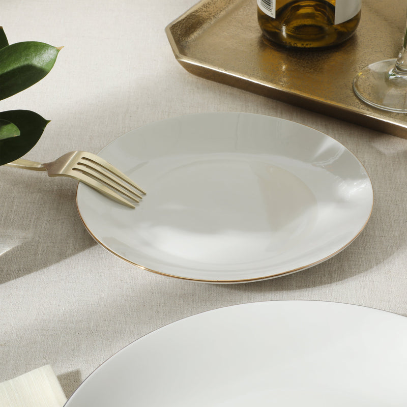 Gibson Home Ogalla 7.5" Dessert Plate - Gold Banded - 1.5mm Band - Decorated - Fine Ceramic- Open Stock w/ UPC Label