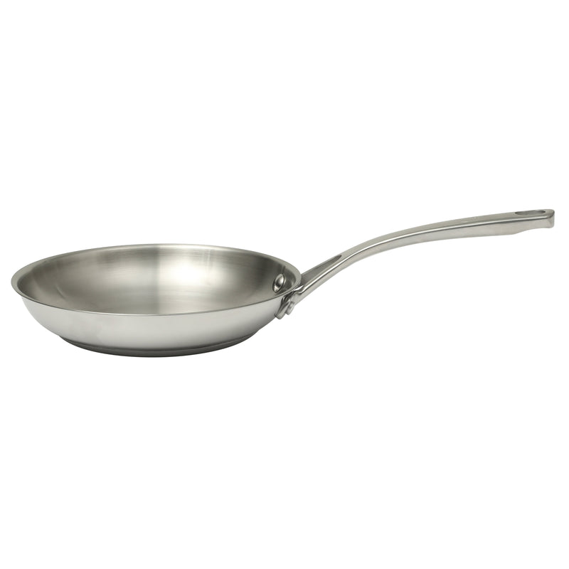 Martha Stewart Castelle 8" Stainless Steel Frying Pan - Satin Polish Interior- Gold PVD Handle - Impact Bonded Base - Color Sleeve