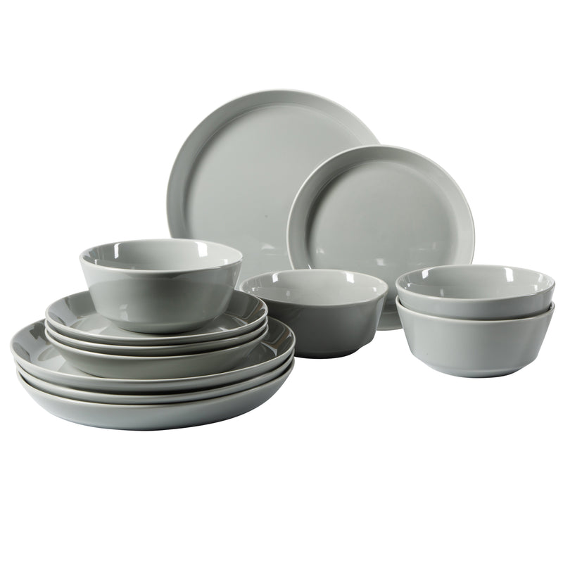 Gibson Elite Sunlit Mist 12pc Dinnerware Set - Solid Color - Stoneware -Gift Box
