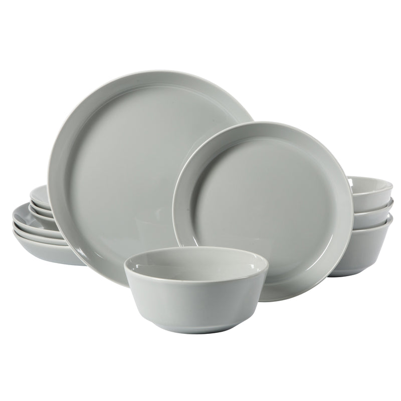 Gibson Elite Sunlit Mist 12pc Dinnerware Set - Solid Color - Stoneware -Gift Box