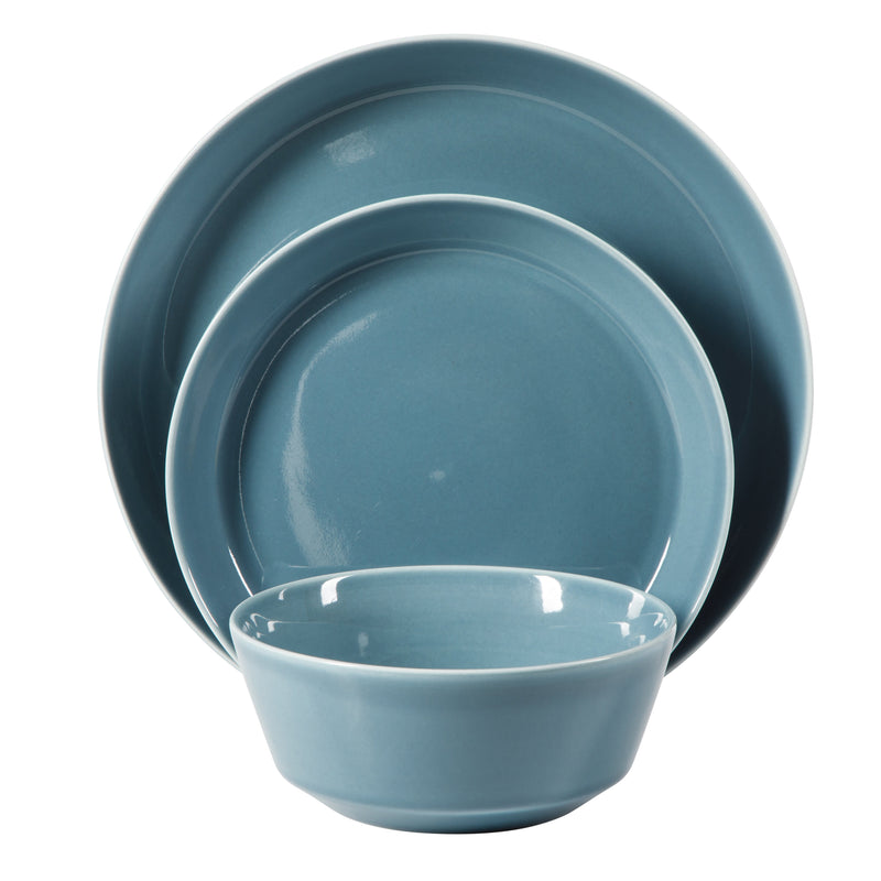 Gibson Elite Sunlit Mist 12pc Dinnerware Set - Solid Color - Stoneware -Gift Box
