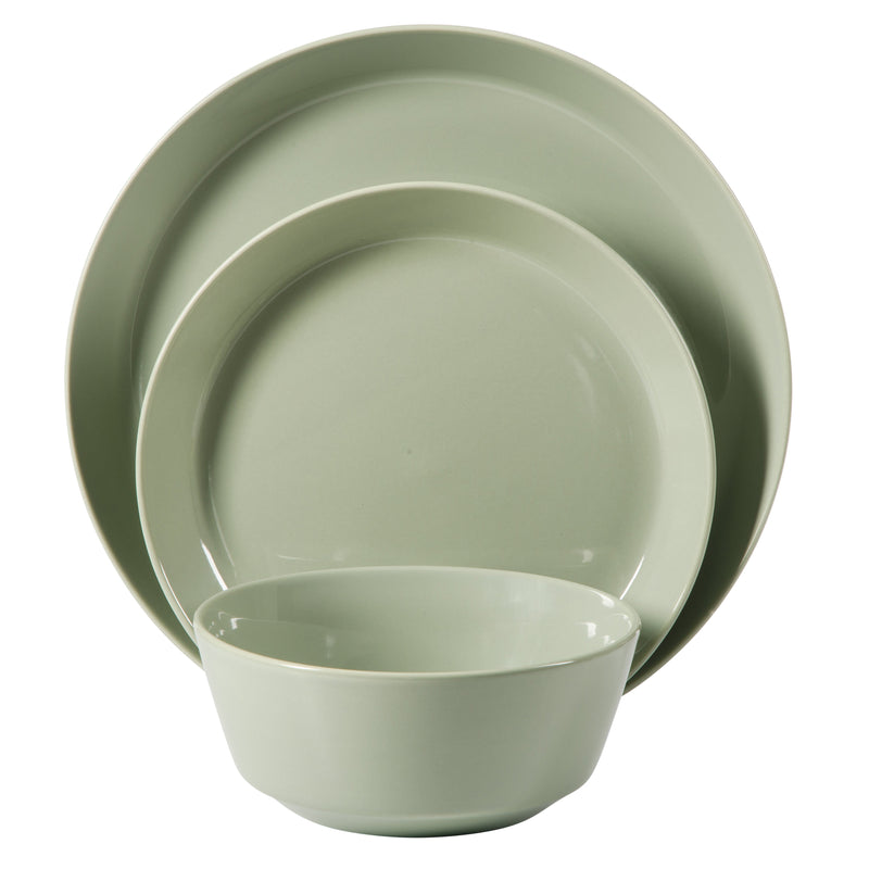 Gibson Elite Sunlit Mist 12pc Dinnerware Set - Solid Color - Stoneware -Gift Box