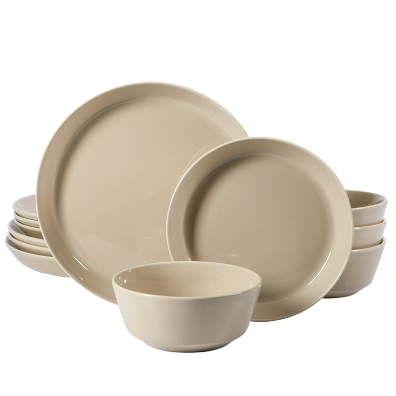 Gibson Elite Sunlit Mist 12pc Dinnerware Set - Solid Color - Stoneware -Gift Box