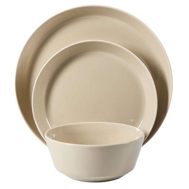 Gibson Elite Sunlit Mist 12pc Dinnerware Set - Solid Color - Stoneware -Gift Box
