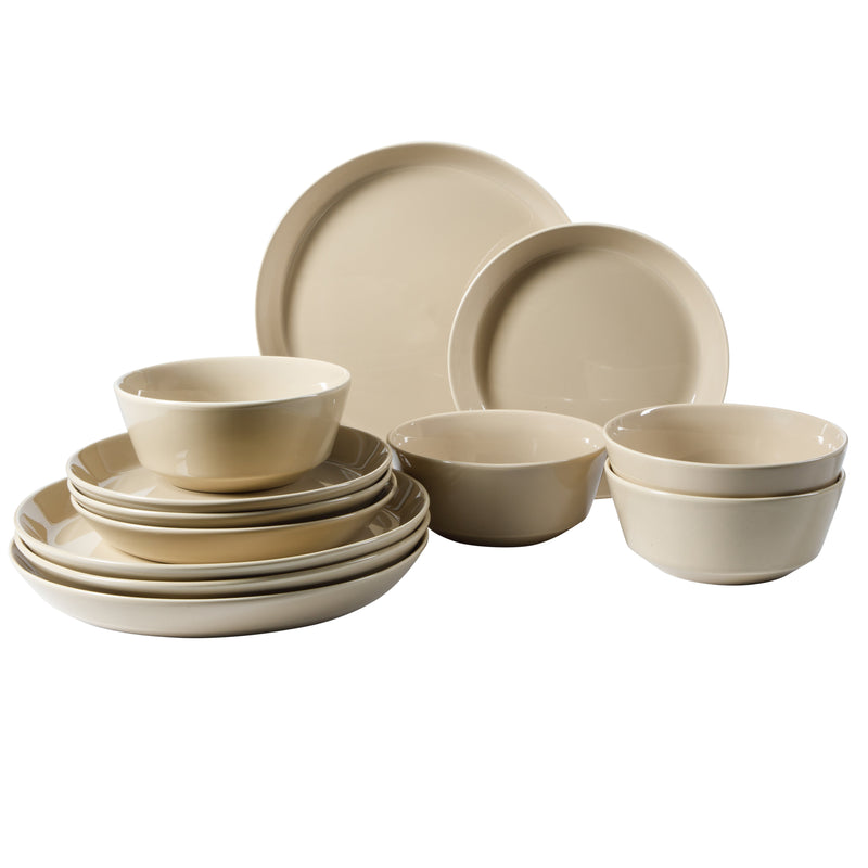 Gibson Elite Sunlit Mist 12pc Dinnerware Set - Solid Color - Stoneware -Gift Box