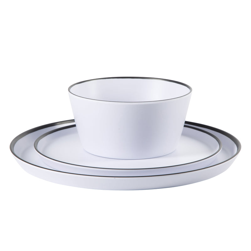 Gibson Home Folsom Shores 12pc Melamine Dinnerware Set - Colored Rim - Matte - 2400G - Gift Box