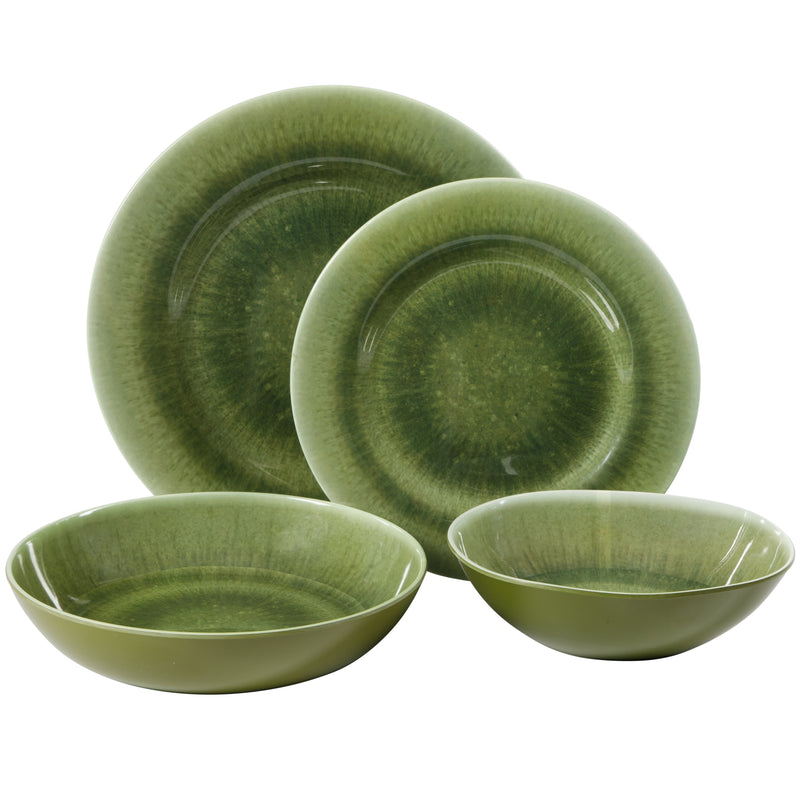 Gibson Home Casper Court 16pc Double Bowl Melamine Dinnerware Set - Decorated - 3520G - Gift Box