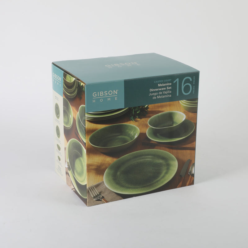 Gibson Home Casper Court 16pc Double Bowl Melamine Dinnerware Set - Decorated - 3520G - Gift Box