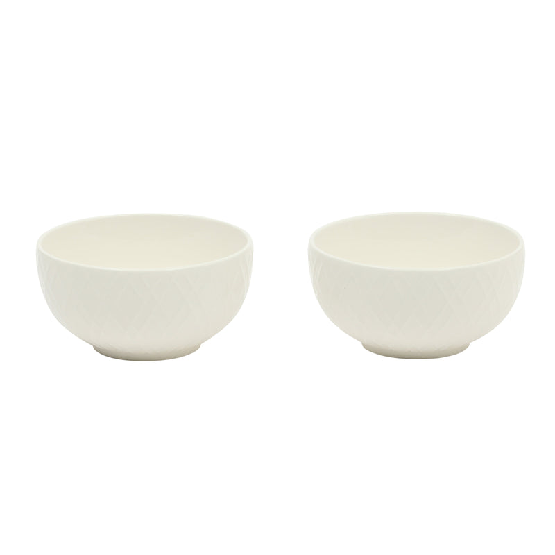 Gibson Home Great Essentials 2pc 4.5" Fruit Bowl Set - Embossed - White - Fine Ceramic -Color Sleeve