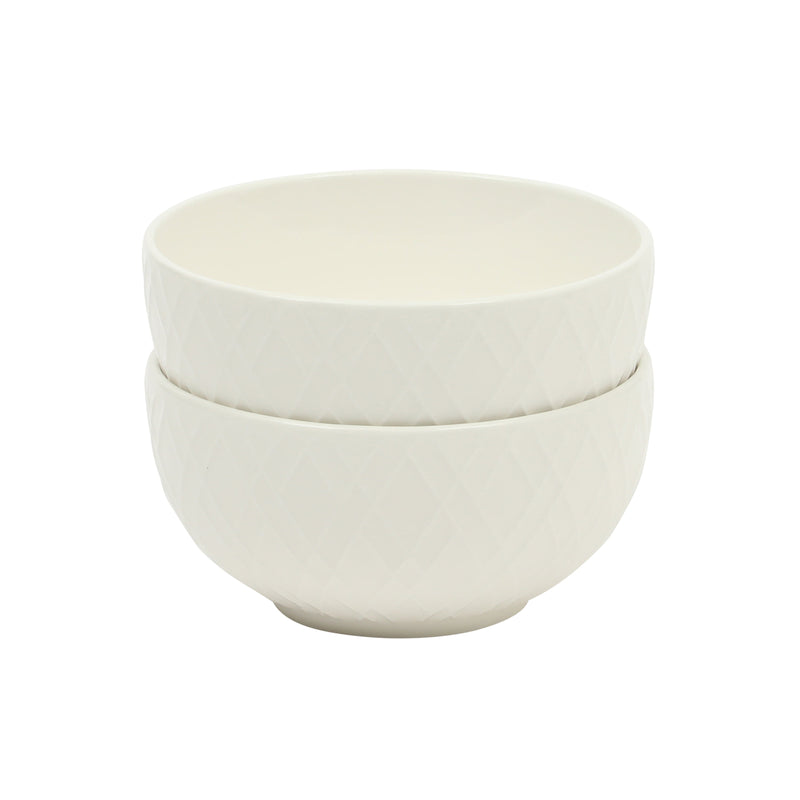 Gibson Home Great Essentials 2pc 4.5" Fruit Bowl Set - Embossed - White - Fine Ceramic -Color Sleeve