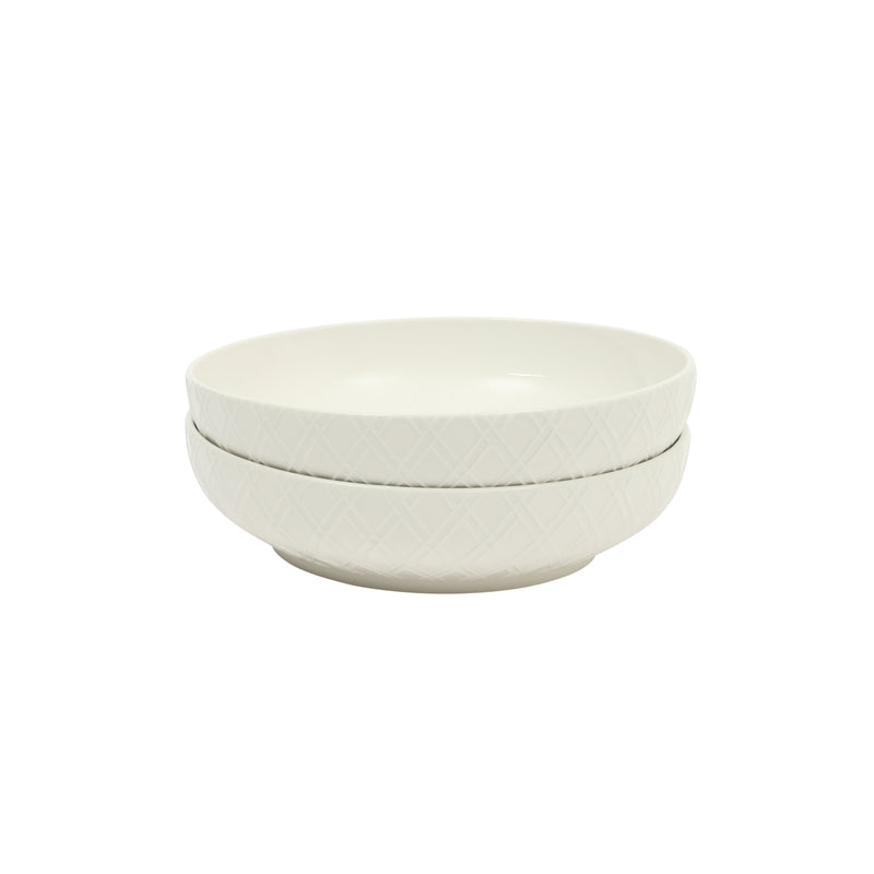 Gibson Home Great Essentials 2pc 8.25" Dinner Bowl Set - Embossed - White - Fine Ceramic - Color Sleeve