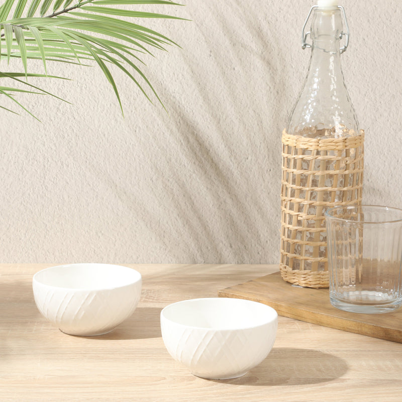Gibson Home Great Essentials 2pc 4.5" Fruit Bowl Set - Embossed - White - Fine Ceramic -Color Sleeve