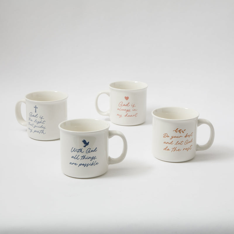 Gibson Home Daily Wisdom 21 oz Mug - 4 Assorted Designs - Wax Relief - Fine Ceramic - Open Stock
