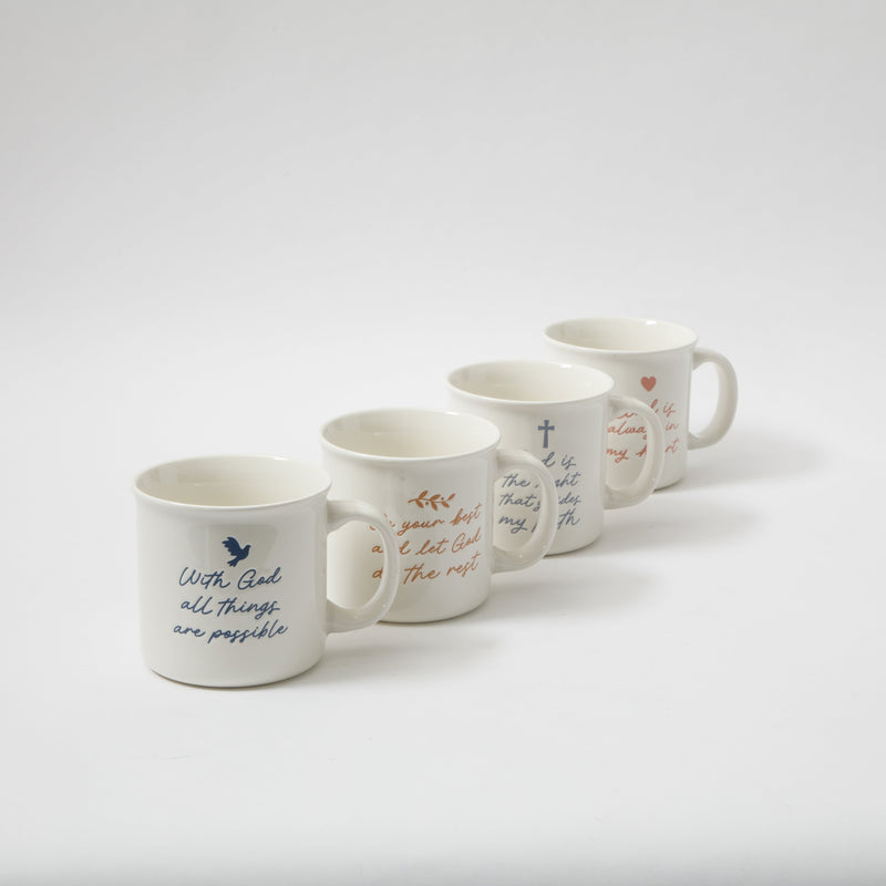 Gibson Home Daily Wisdom 21 oz Mug - 4 Assorted Designs - Wax Relief - Fine Ceramic - Open Stock