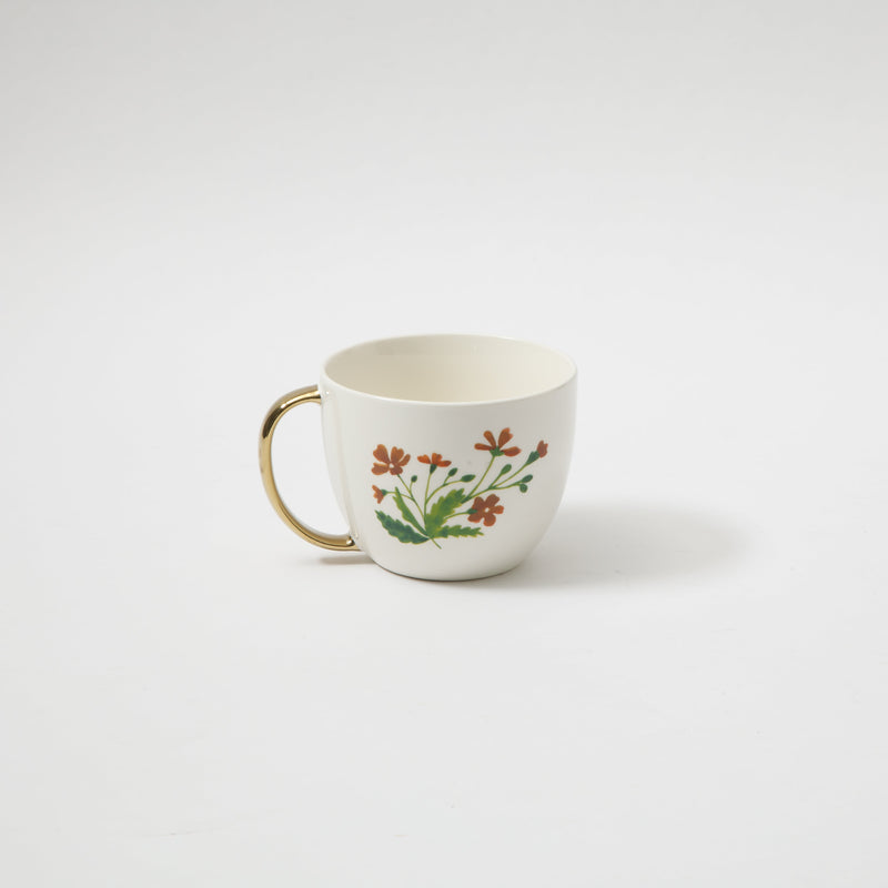Gibson Home Inspired Gardens 17.5 oz Mug - Gold Handle w/ Decal - 4 Assorted Designs - Decorated - Fine Ceramic - Open Stock w/ UPC Label