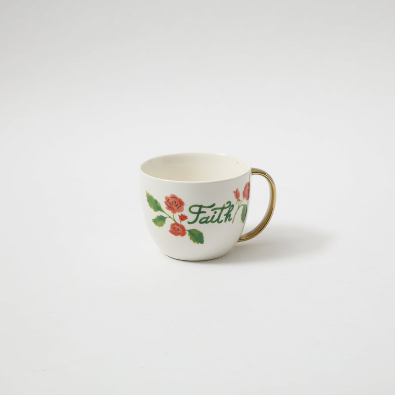 Gibson Home Inspired Gardens 17.5 oz Mug - Gold Handle w/ Decal - 4 Assorted Designs - Decorated - Fine Ceramic - Open Stock w/ UPC Label