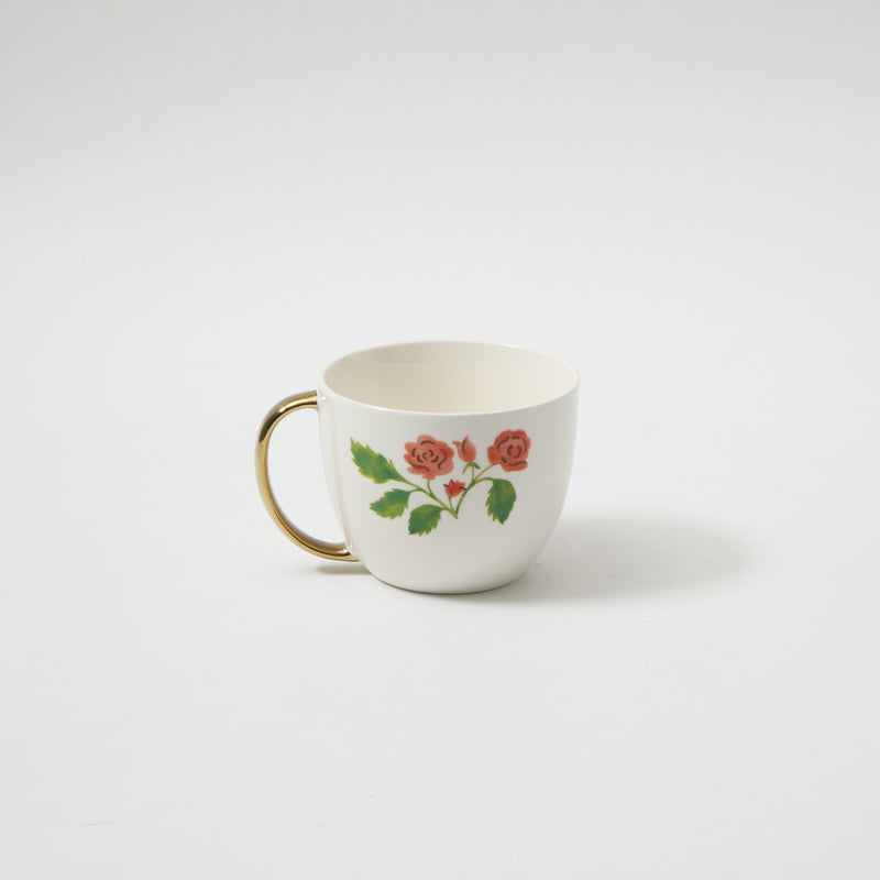 Gibson Home Inspired Gardens 17.5 oz Mug - Gold Handle w/ Decal - 4 Assorted Designs - Decorated - Fine Ceramic - Open Stock w/ UPC Label
