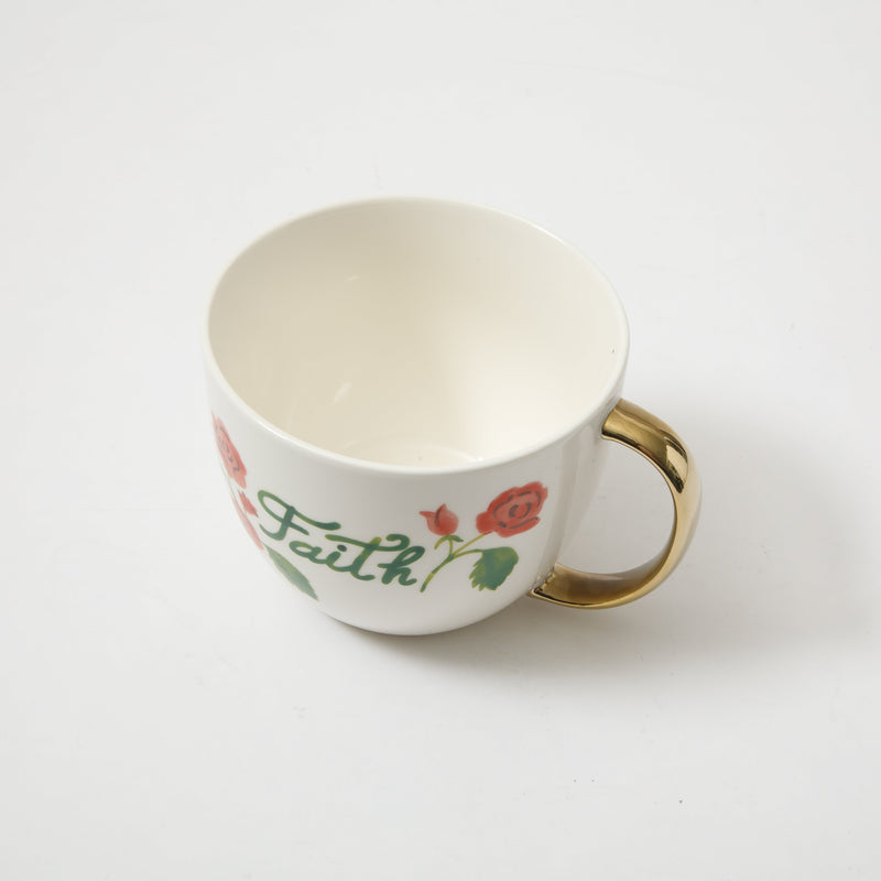 Gibson Home Inspired Gardens 17.5 oz Mug - Gold Handle w/ Decal - 4 Assorted Designs - Decorated - Fine Ceramic - Open Stock w/ UPC Label