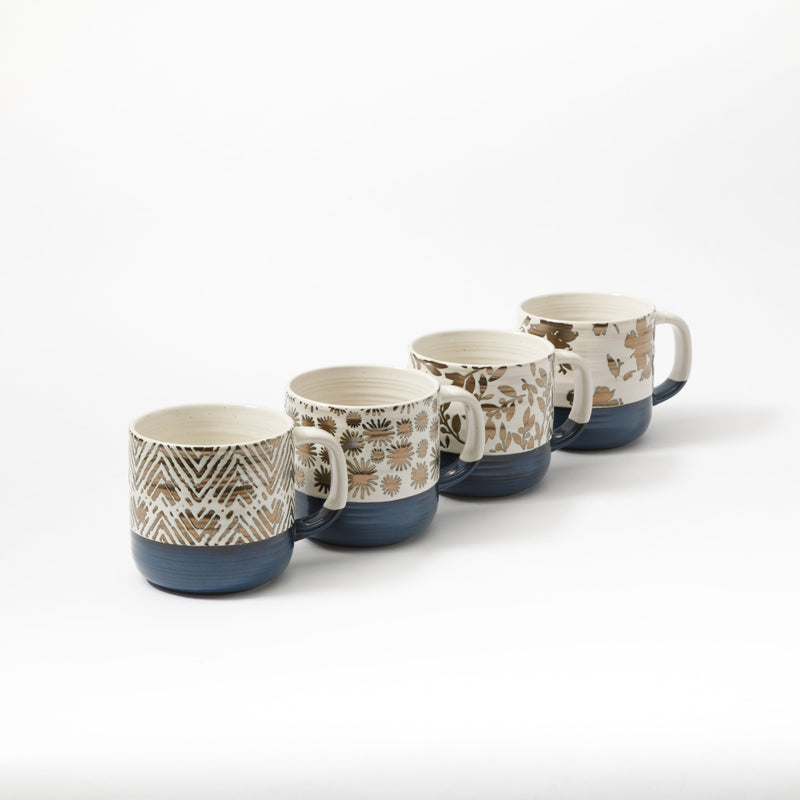 Gibson Home Spruce Garden 17oz Mug - 4 Assorted Designs - Wax Relief - Stoneware - Open Stock w/ UPC Label