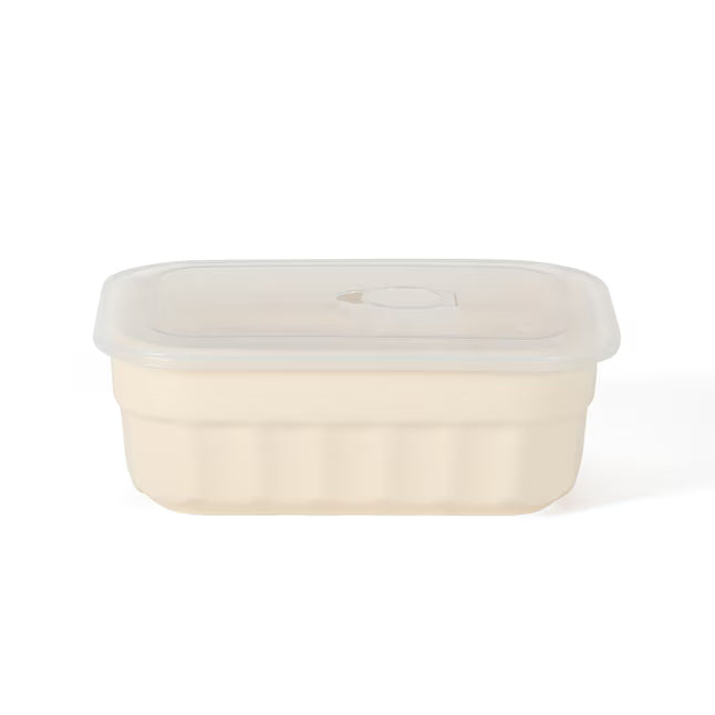 Martha Stewart Broadbrook 7" x 5.25" Rectangle Storage w/ PP Lid - Rectangle - Cream - Stoneware - Color Sleeve