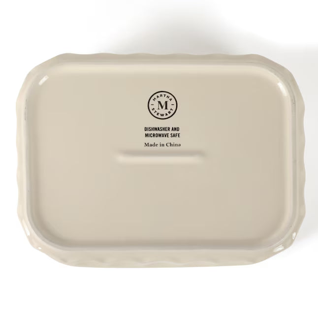 Martha Stewart Broadbrook 7" x 5.25" Rectangle Storage w/ PP Lid - Rectangle - Cream - Stoneware - Color Sleeve