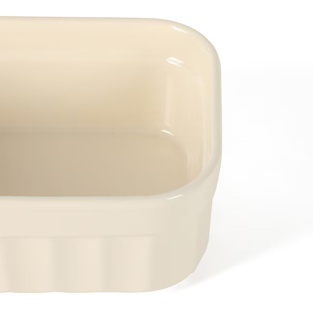 Martha Stewart Broadbrook 7" x 5.25" Rectangle Storage w/ PP Lid - Rectangle - Cream - Stoneware - Color Sleeve