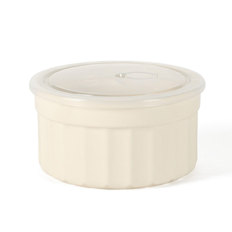 Martha Stewart Broadbrook 7.6" Round Storage w/ PP Lid- Round - Cream - Stoneware - Color Sleeve