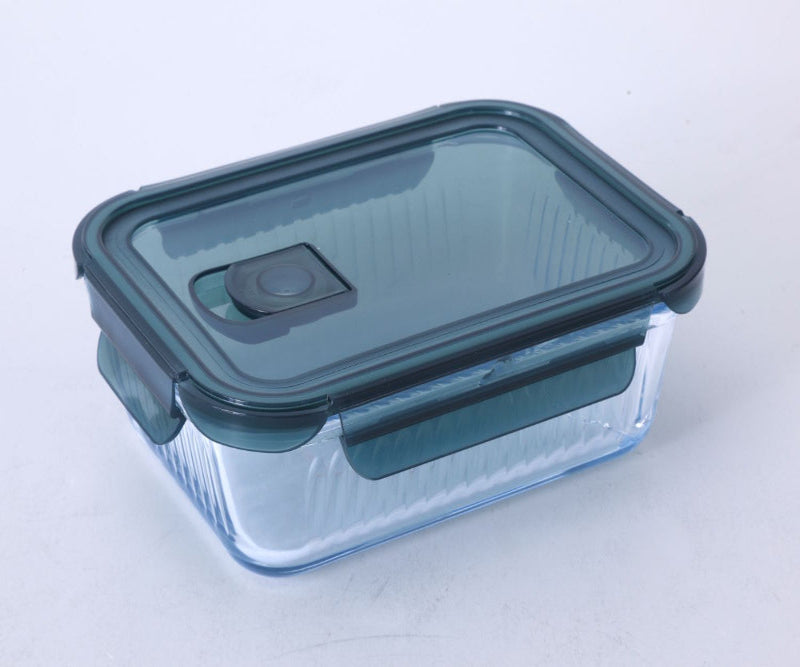 Martha Stewart Shadowbrook 48 oz Borosilicate Glass Storage Container w/ PP Lid - Green Lid - Rectangle - Color Sleeve