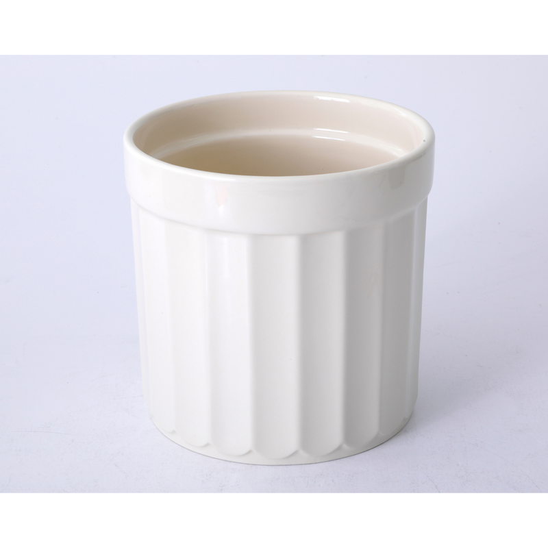 Martha Stewart Broadbrook 6.5" Utensil Crock - Cream - Round - Solid Color - Stoneware - Open Stock w/ UPC Label
