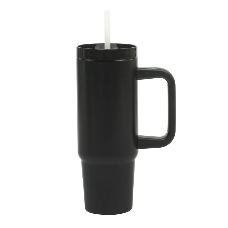 Gibson Home Marina 29 oz Double Wall Stainless Steel Tumbler w/ Handle and Straw - Open Stock w/ Color Sleeve