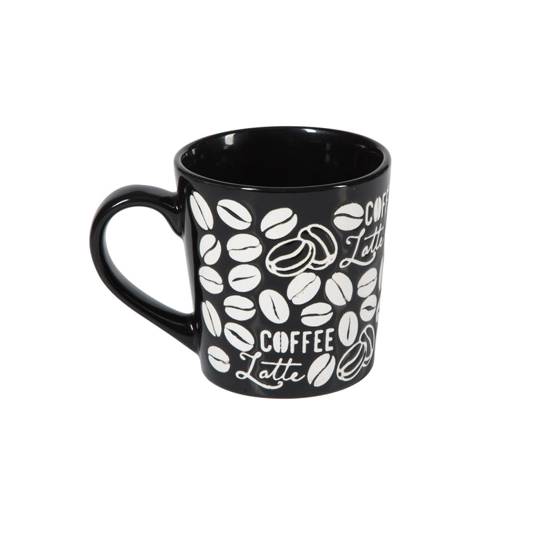 Mr. Coffee Vintage Brew 2pc 18oz Mug Set - Beans - Wax Relief - Stoneware - Gift Box (Open Window)