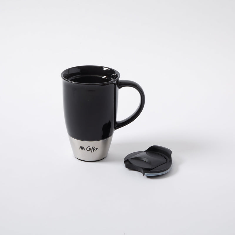 Mr. Coffee Coupleton 15oz Travel Cup w/ Lid - Stainless Steel & Stoneware - Open Stock