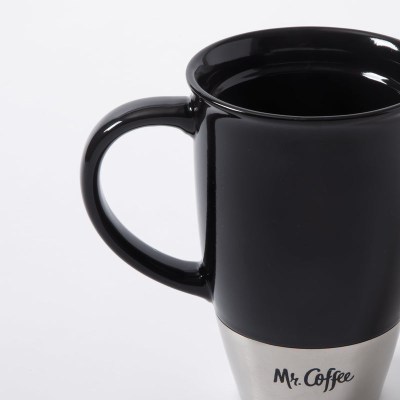 Mr. Coffee Coupleton 15oz Travel Cup w/ Lid - Stainless Steel & Stoneware - Open Stock